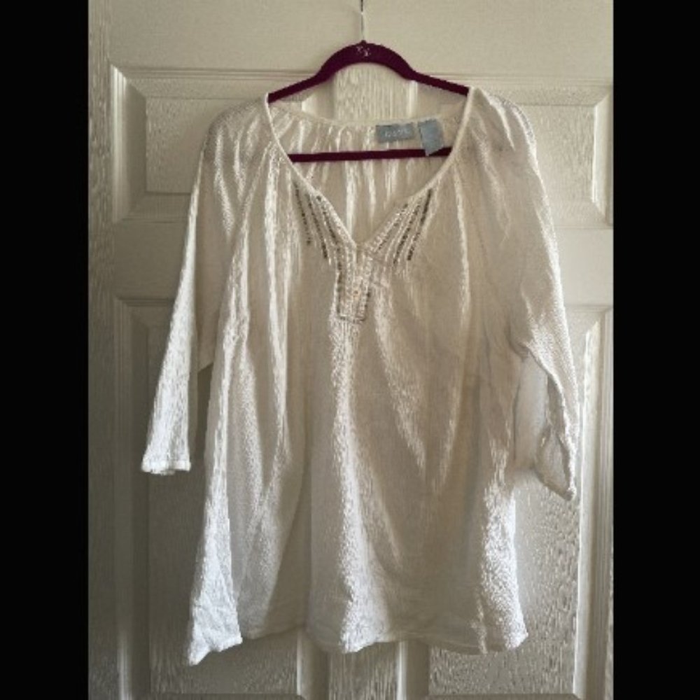 Liz & Me White Blouse - 3X